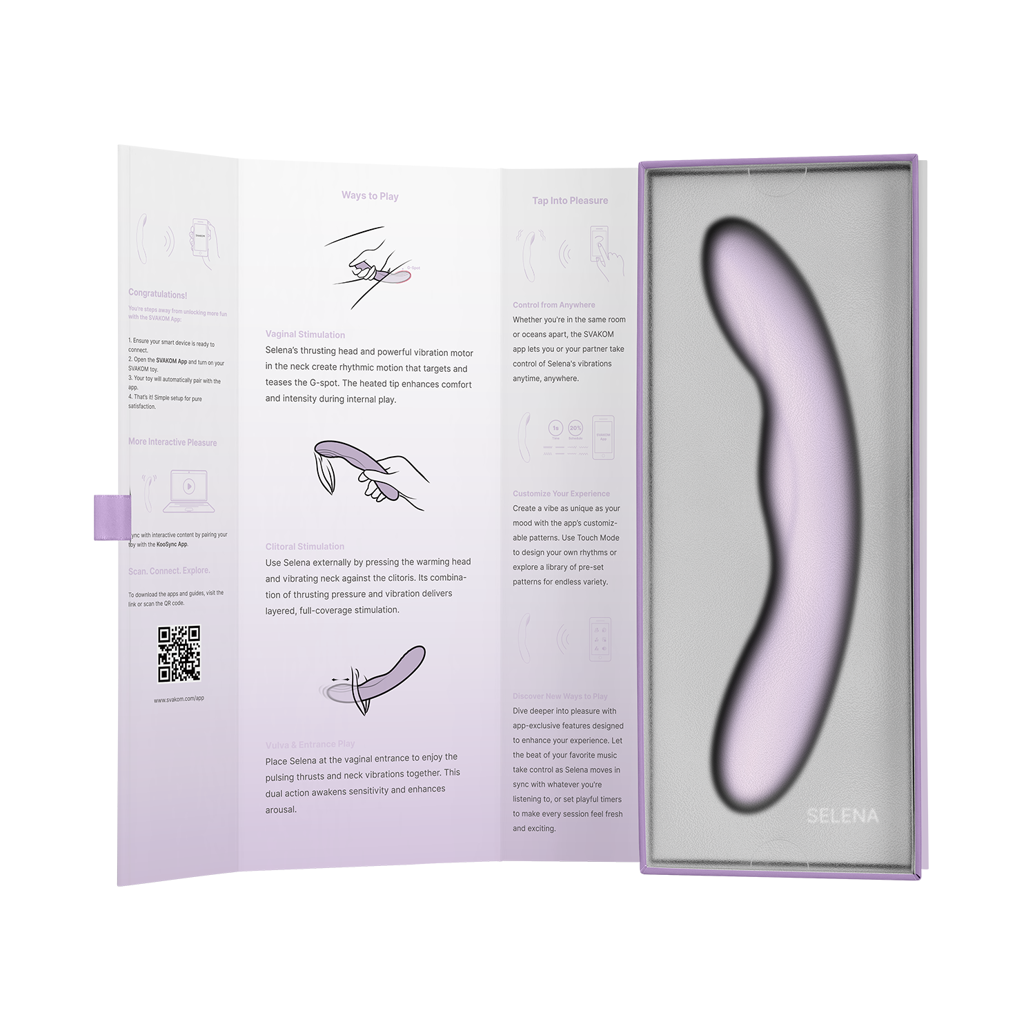 SVAKOM - Selena - Heating and Thrusting Vibrator with App Control - Pastel Lilac