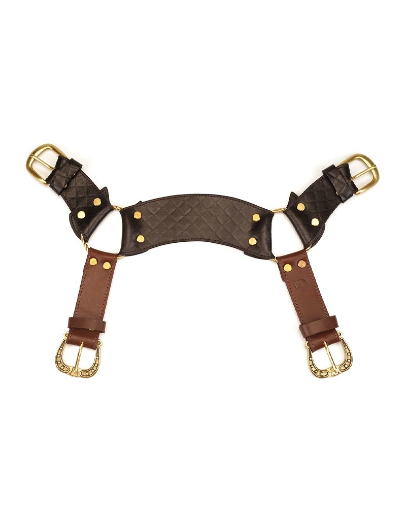 Liebe Seele - Leather Chest Harness - Black, Brown & Gold