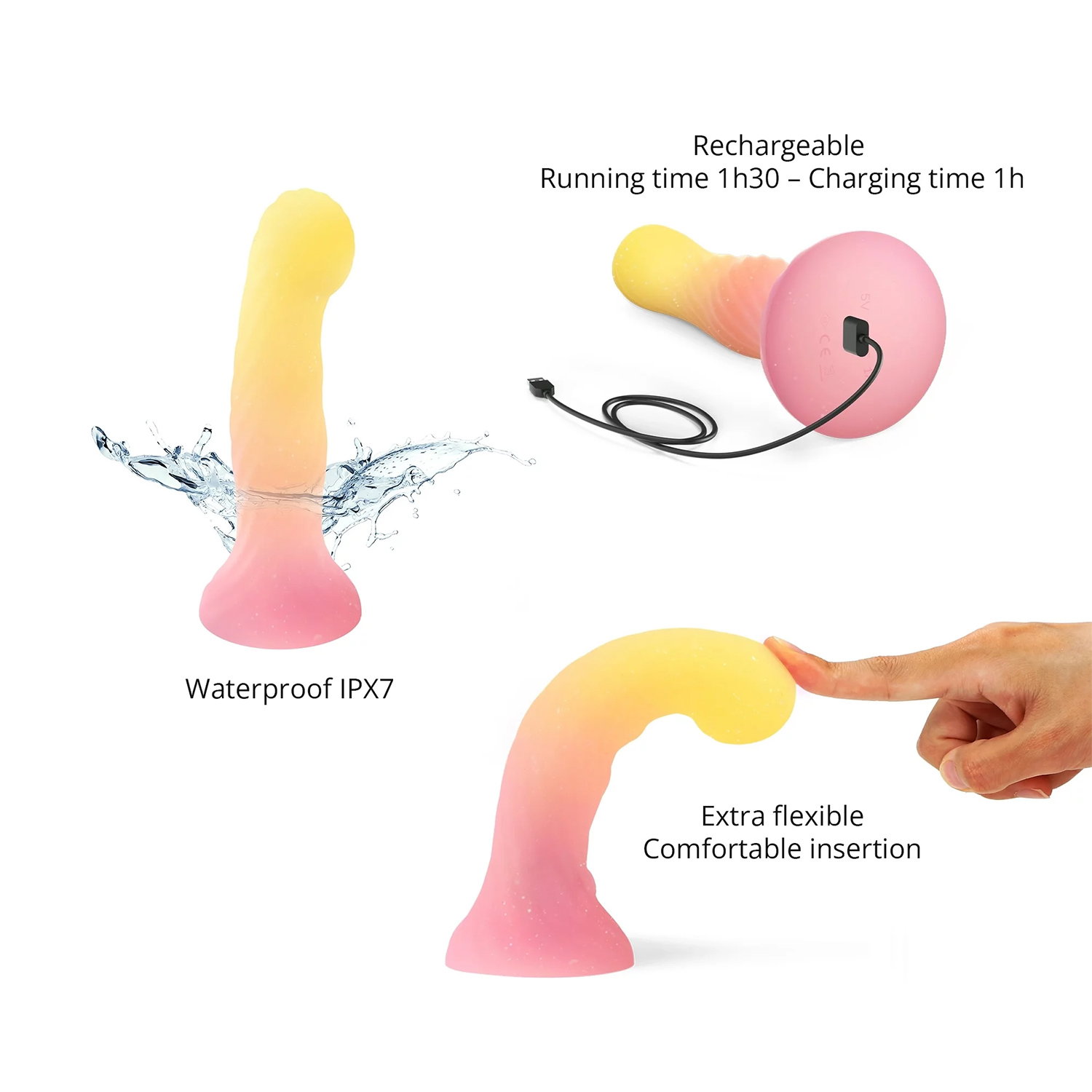 Love to Love - Sugar Bomb - Dildo with Led - Pink/Yellow