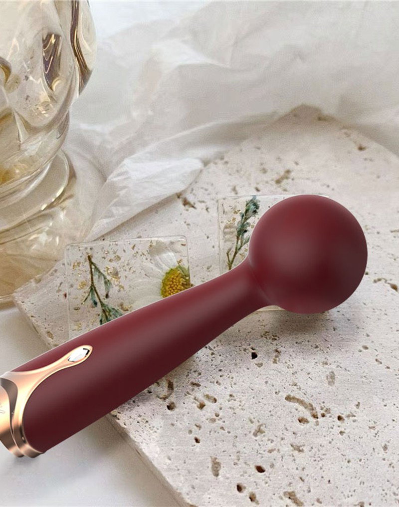 Viotec - Firelick - Mini Wand Vibrator - Gold & Wine Red