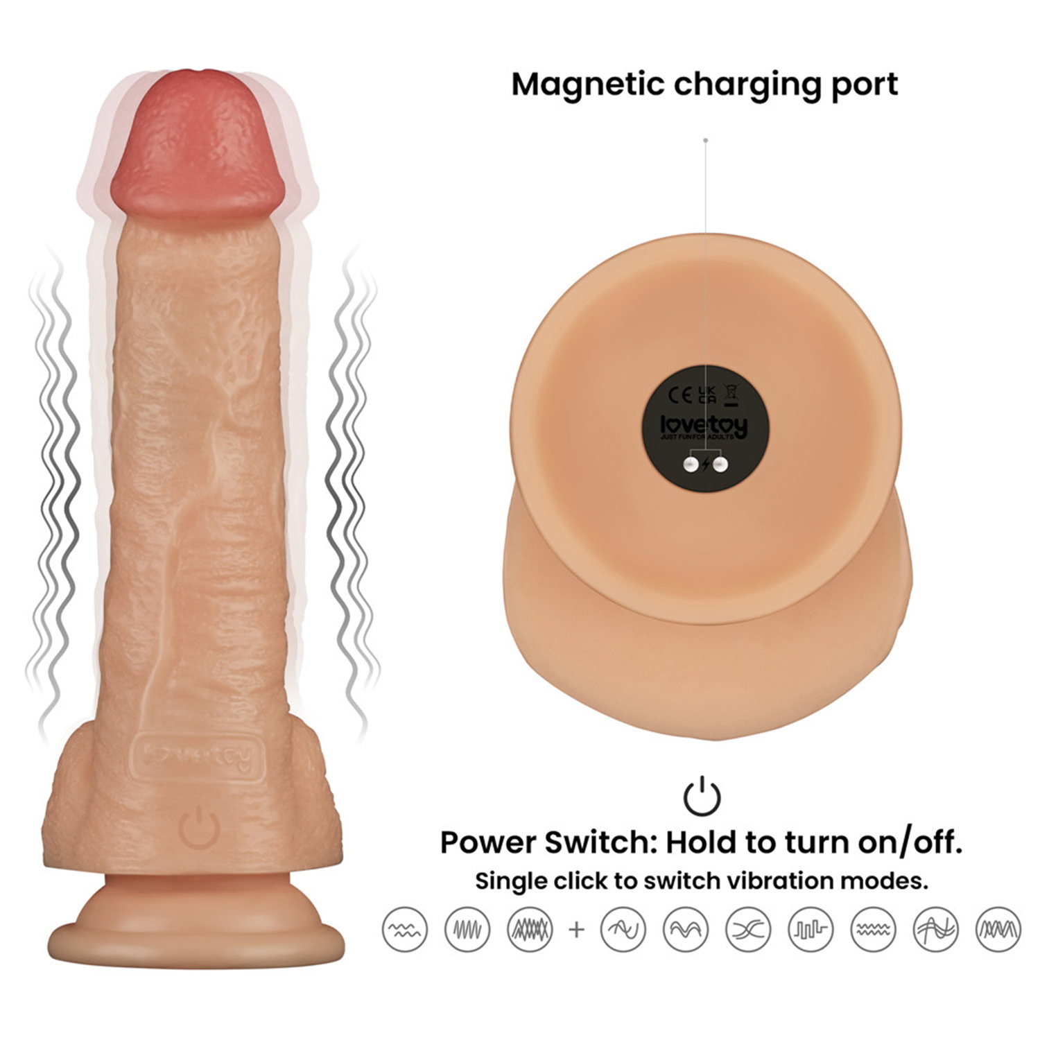 LoveToy - Ingen - Vibrating Enhanced Strap-on Set 8"/ 20 cm - Size L/XL/2XL - Nude