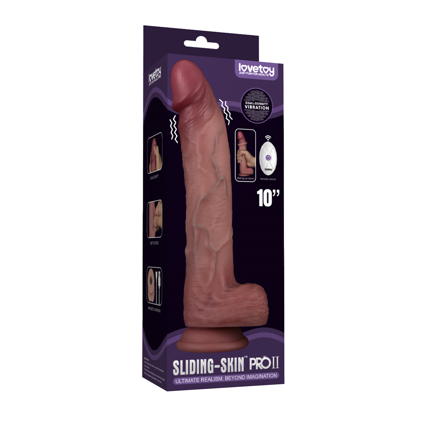 LoveToy - Vibrating Sliding Skin Pro II with remote control - 10"/ 25 cm - Nude